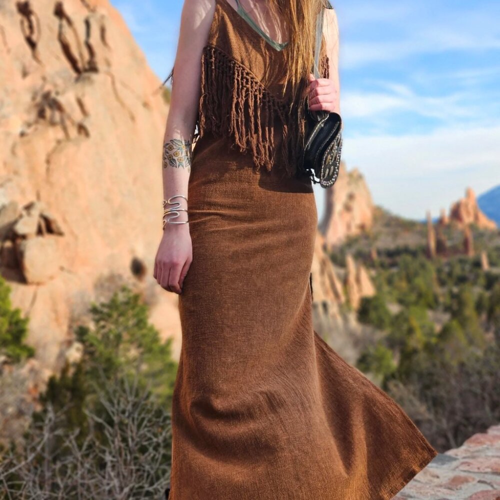 Organic Fringe Maxi Dress NEW